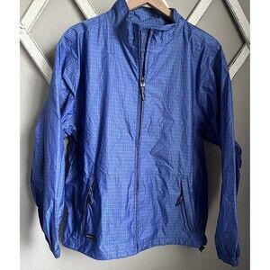 Sun Mountain Golf Men's XL Full Zip Blue Plaid Vented Rain Jacket